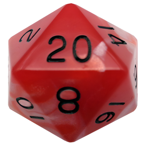 Fanroll - 35mm Mega Acrylic D20 - Red/White with Black Numbers