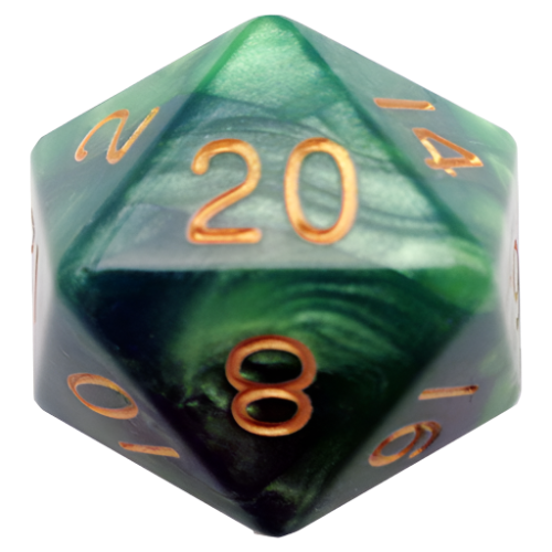 Fanroll - 35mm Mega Acrylic D20 - Green/Light Green with Gold Numbers