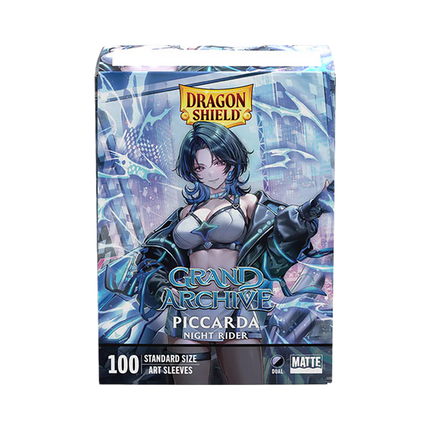 Dragon Shield Grand Archive Piccarda, Night Rider 100 standard-size sleeves - original pack artwork on transparent background