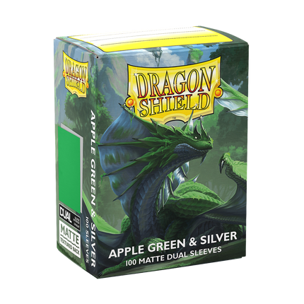 Dragon Shield - Matte Dual Sleeves - Standard Size - 100pk - Apple Green & Silver - product hero