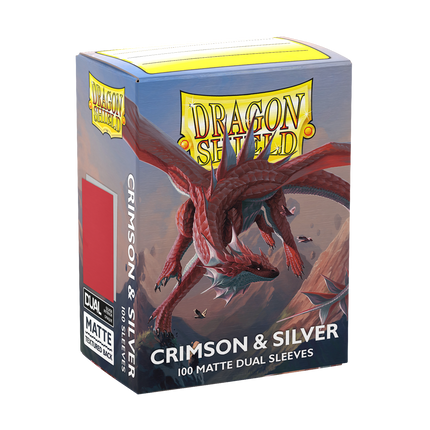 Dragon Shield - Matte Dual Sleeves - Standard Size - 100pk - Crimson & Silver - product hero