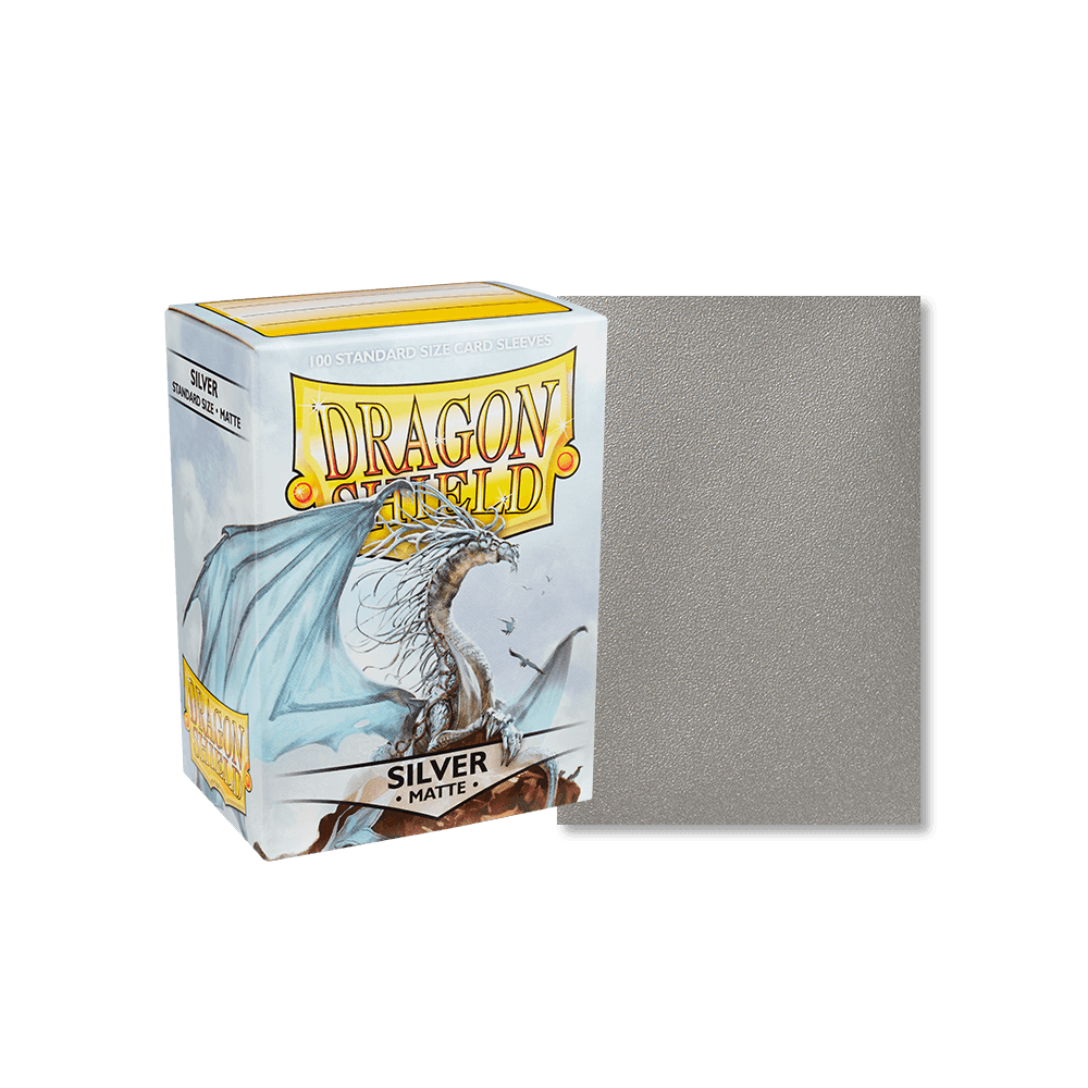 Dragon Shield - Matte Sleeves - Standard Size - 100pk - Silver - The Card Vault