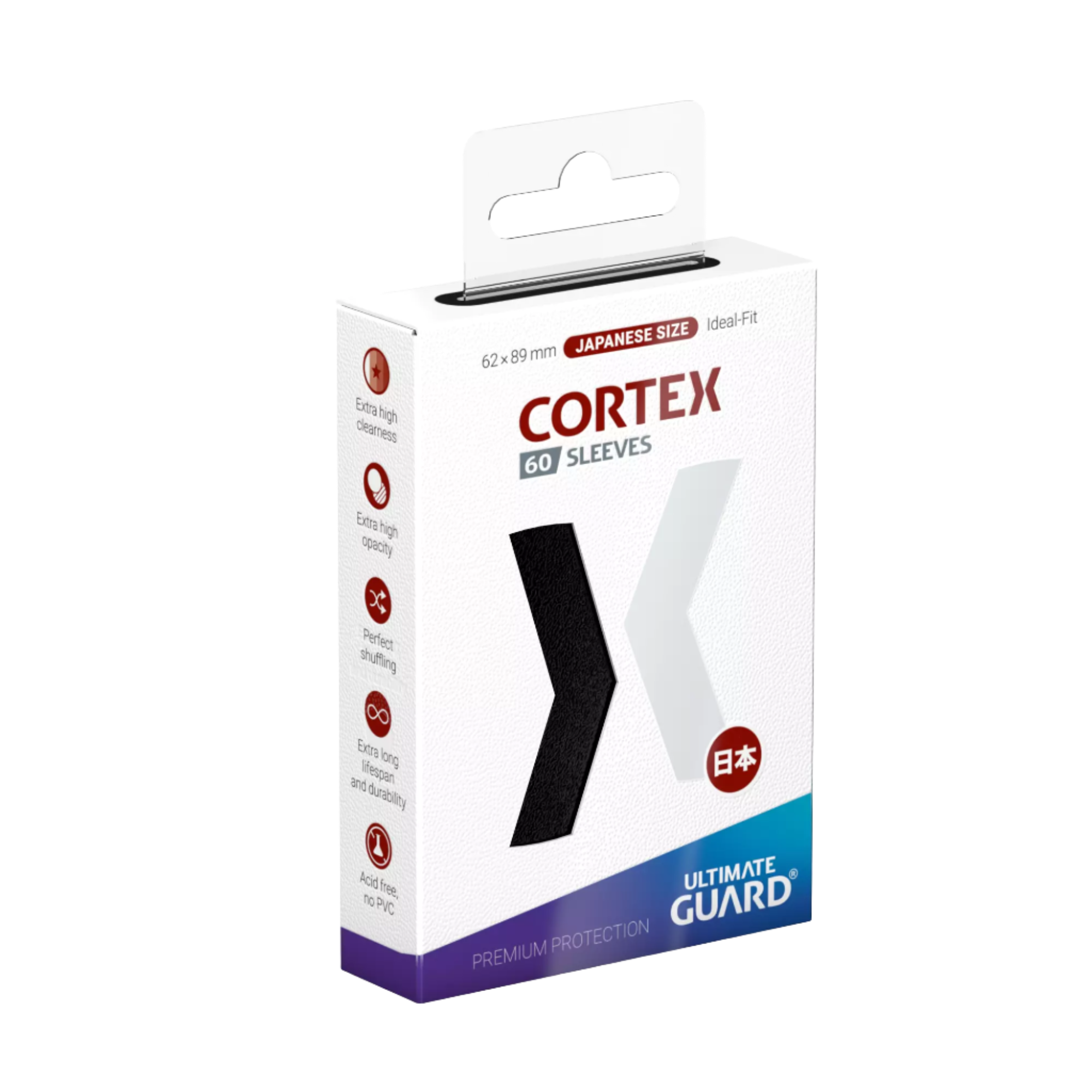 Ultimate Guard - Cortex Sleeves - Japanese Size - Ideal-Fit - Black - 60pk