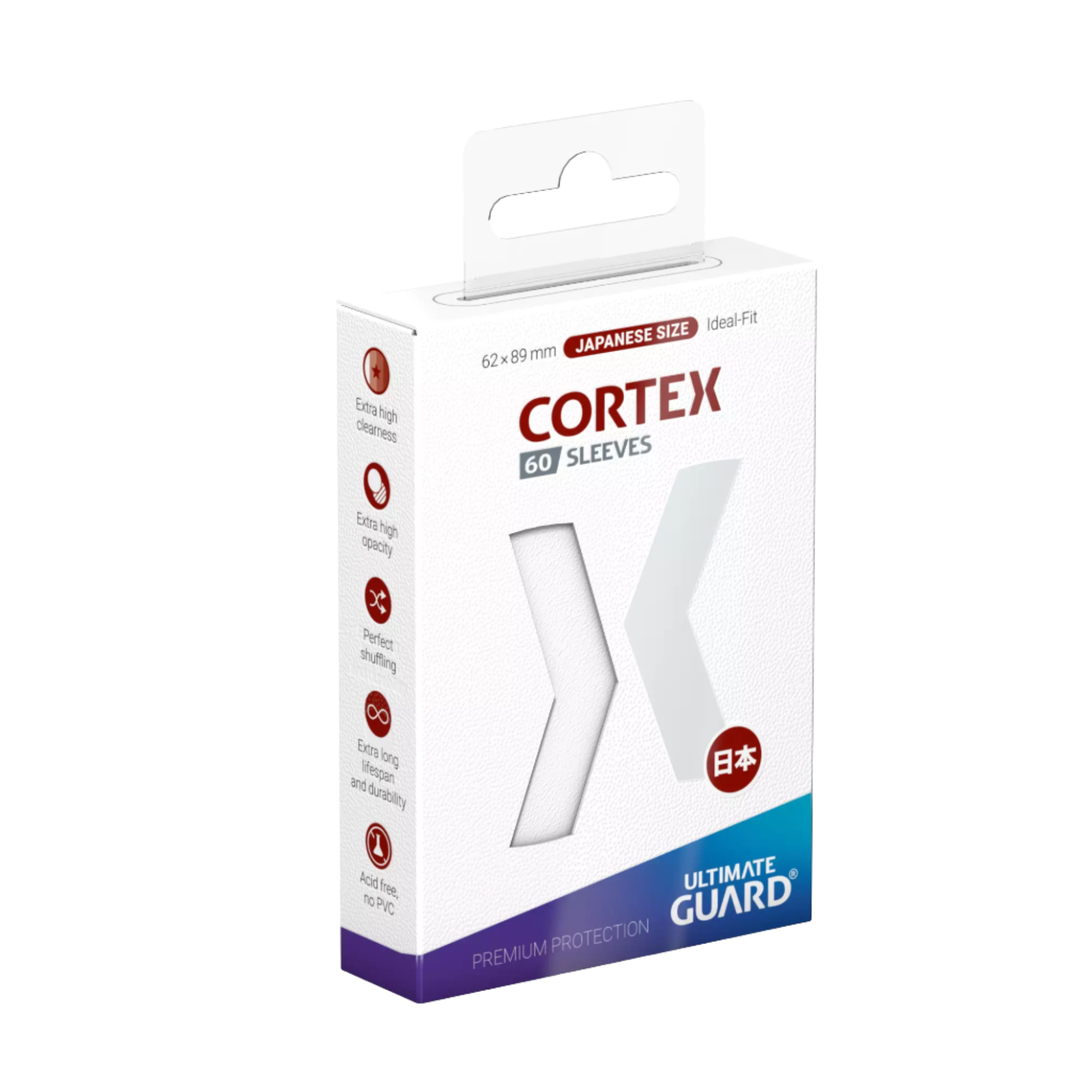 Ultimate Guard - Cortex Sleeves - Japanese Size - Ideal-Fit - White - 60pk