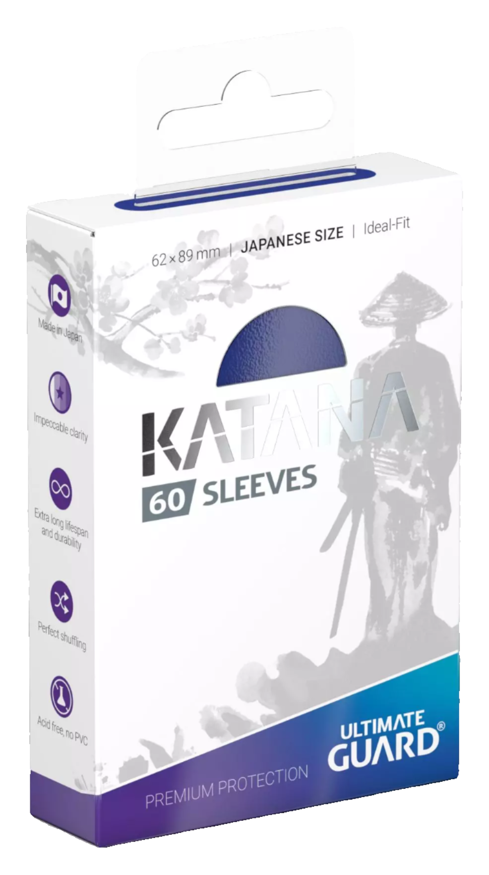Ultimate Guard - Katana Sleeves - Japanese Size - Ideal-Fit - Blue - 60pk