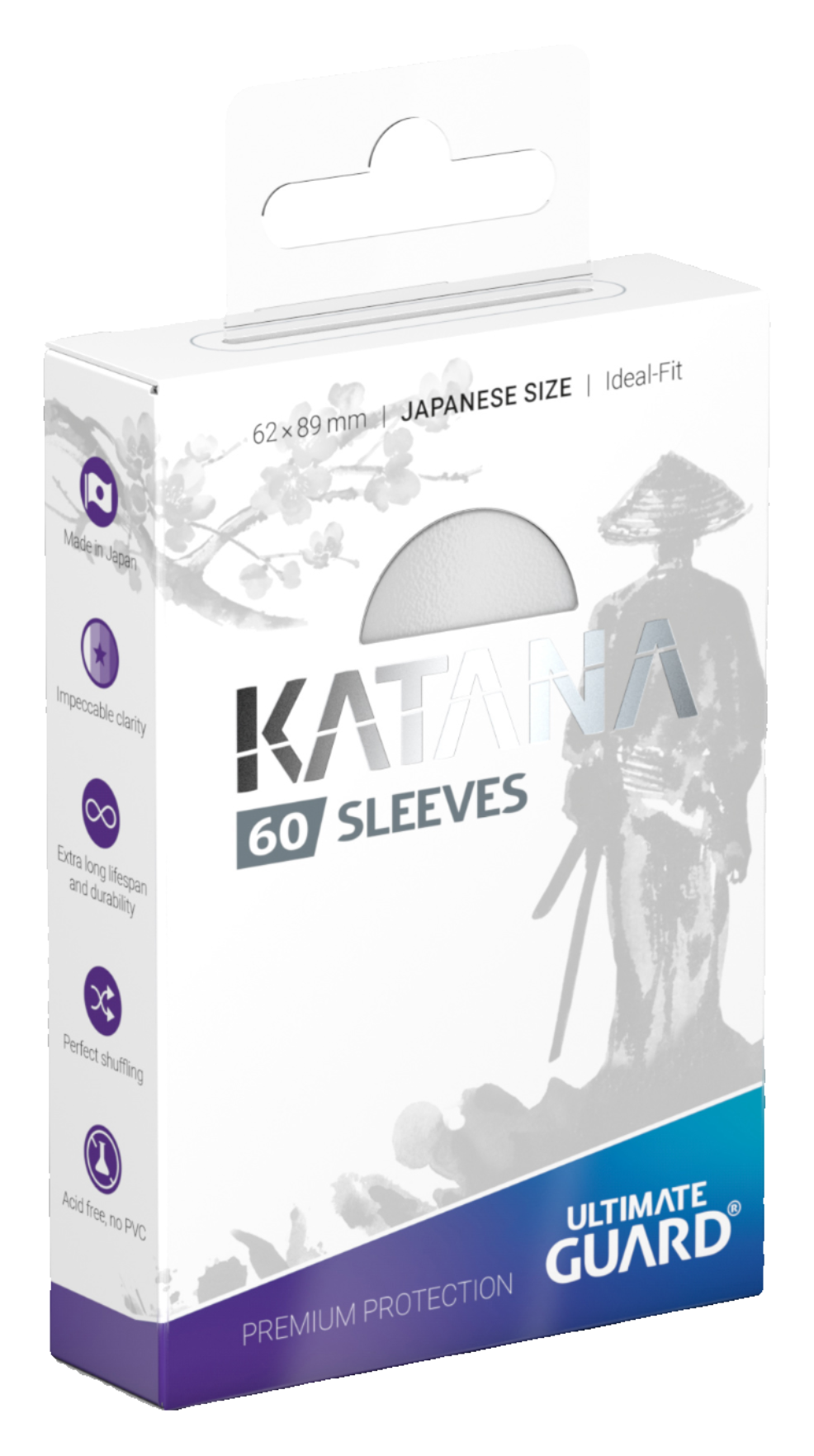 Ultimate Guard - Katana Sleeves - Japanese Size - Ideal-Fit - White - 60pk