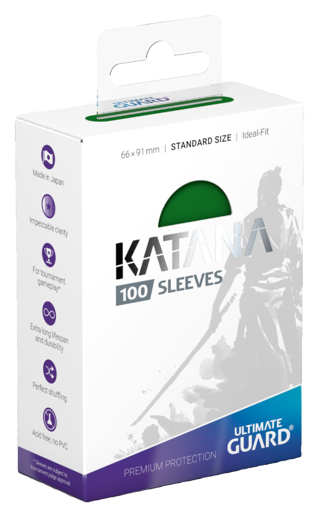 Ultimate Guard - Katana Sleeves - Standard Size - Ideal-Fit - Green - 100pk