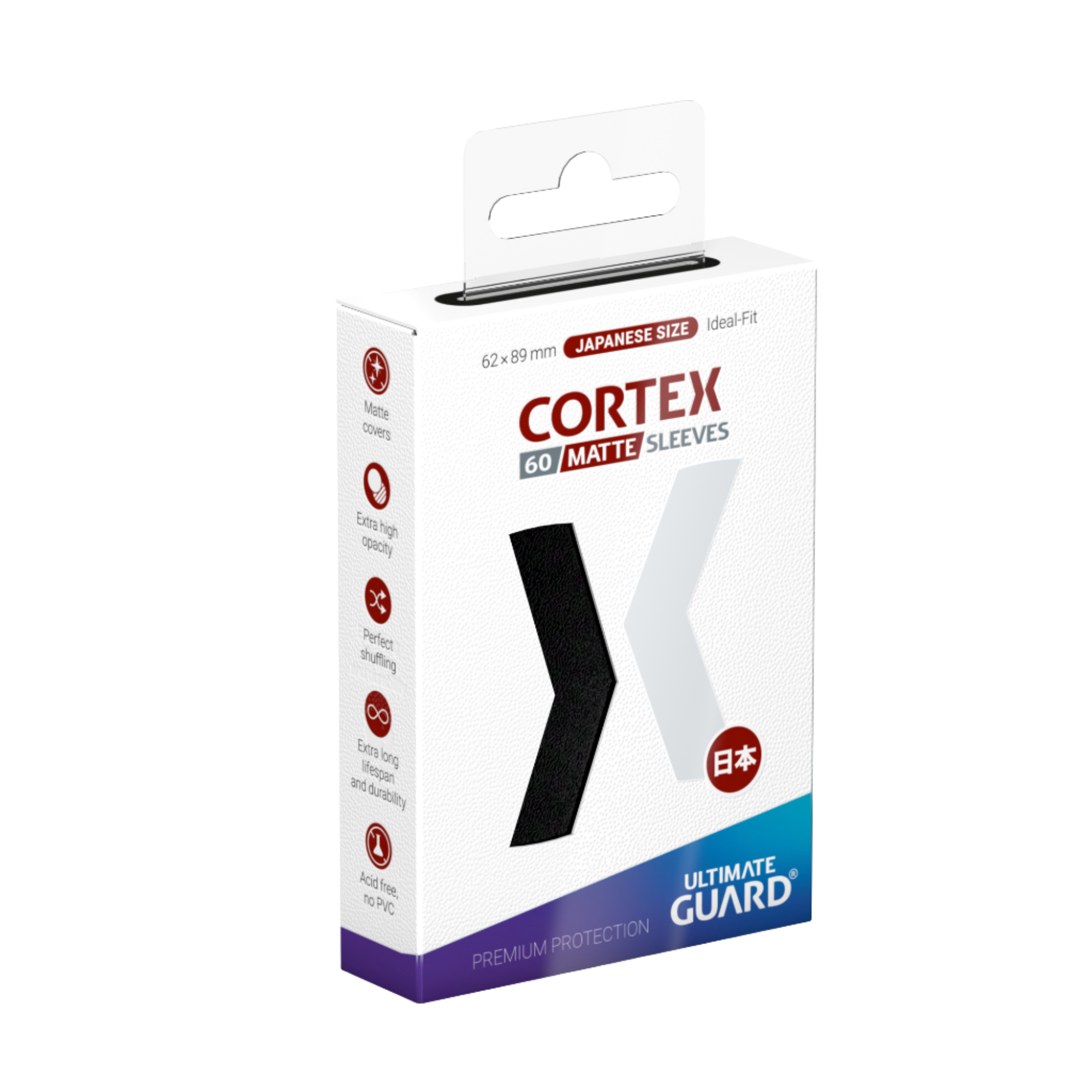 Ultimate Guard - Cortex Sleeves - Japanese Size - Ideal-Fit - Matte Black - 60pk