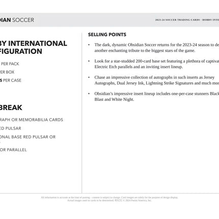 Panini - 2023/24 Obsidian Football (Soccer) - International Hobby Box