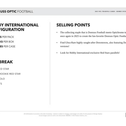 Panini - 2025 Donruss Optic American Football (NFL) - International Hobby Box