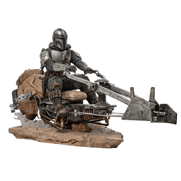 Iron Studios - The Mandalorian - The Mandalorian on Speederbike - Deluxe Art Scale Statue 1/10 - The Card Vault