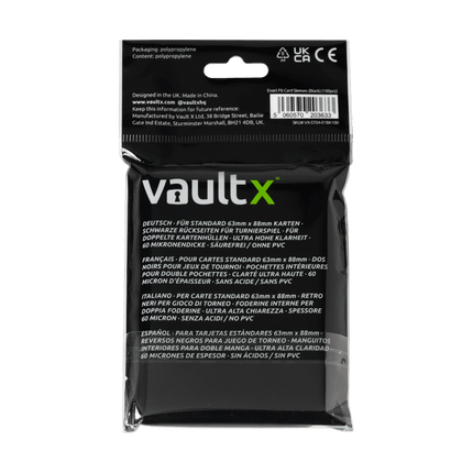 Vault X - Exact Fit Black Card Sleeves (100 Pack)