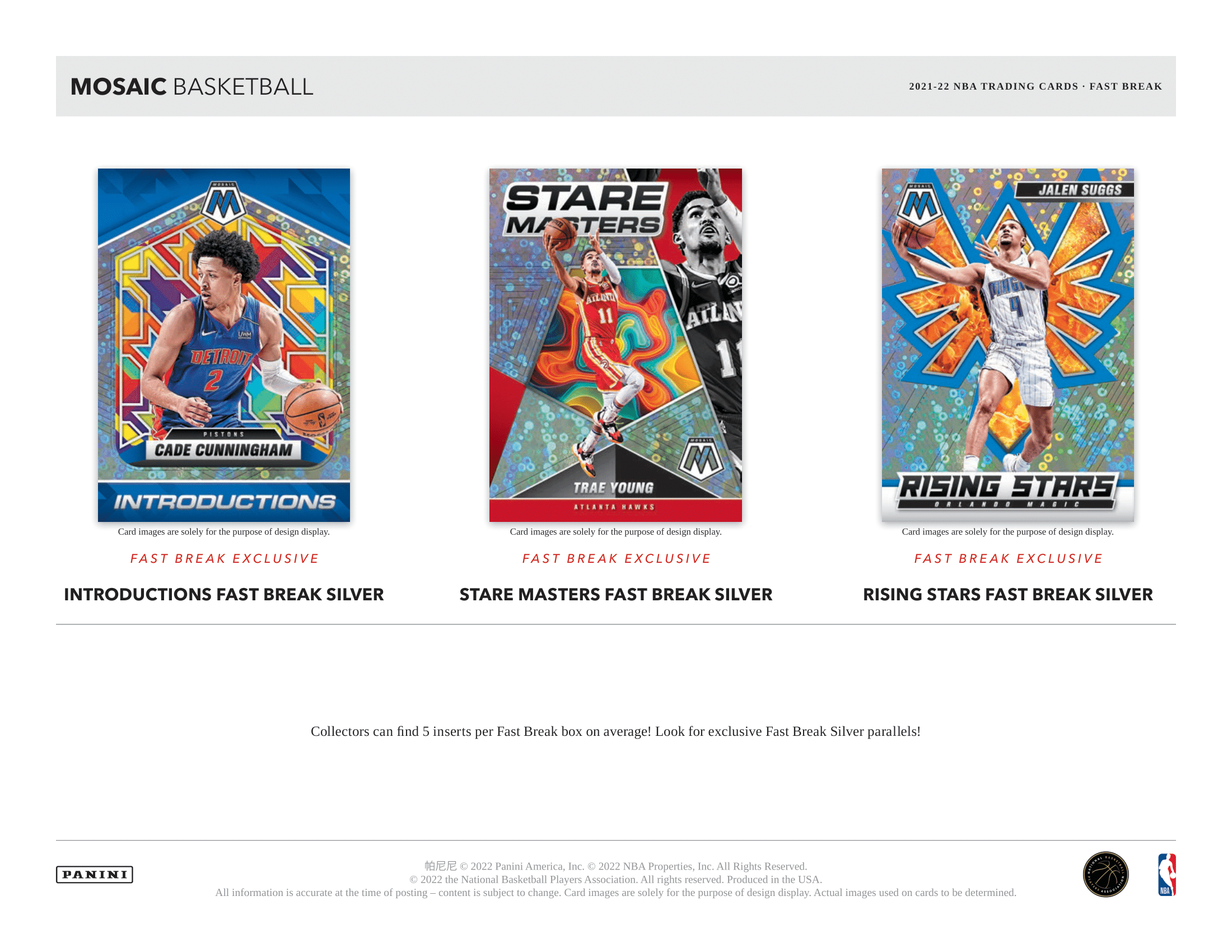 Panini - 2021/22 Mosaic Fast Break Basketball (NBA) - Hobby Box (12 Packs) - The Card Vault