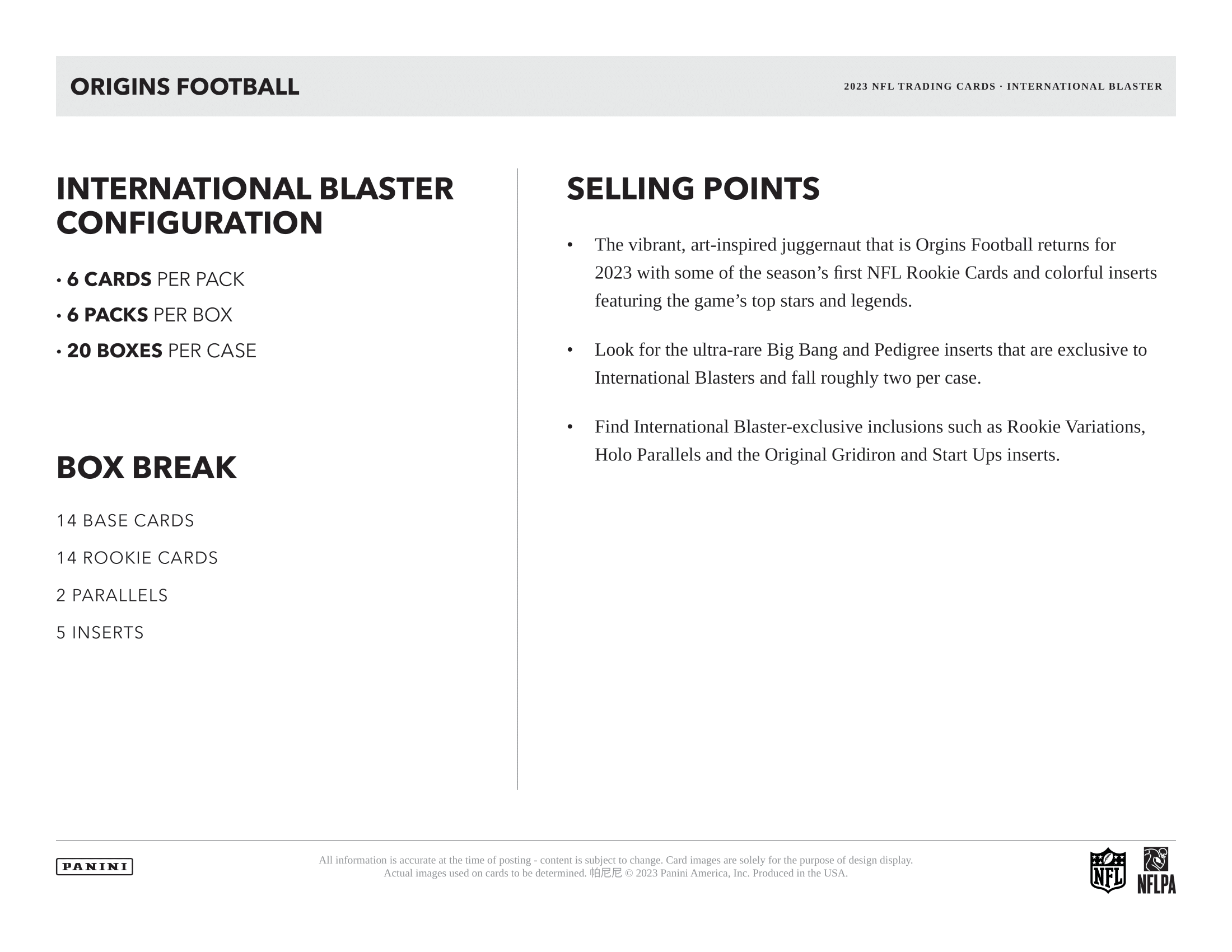 Panini - 2023 Origins American Football (NFL) - International Blaster Box - The Card Vault