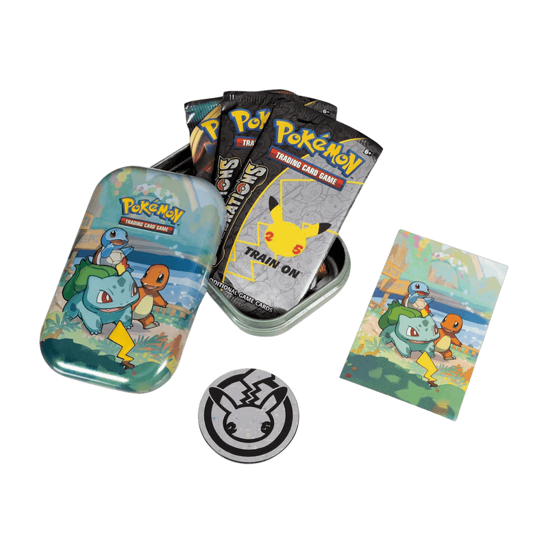Pokemon TCG: Celebrations Mini Tin - Bulbasaur, Charmander & Squirtle - The Card Vault