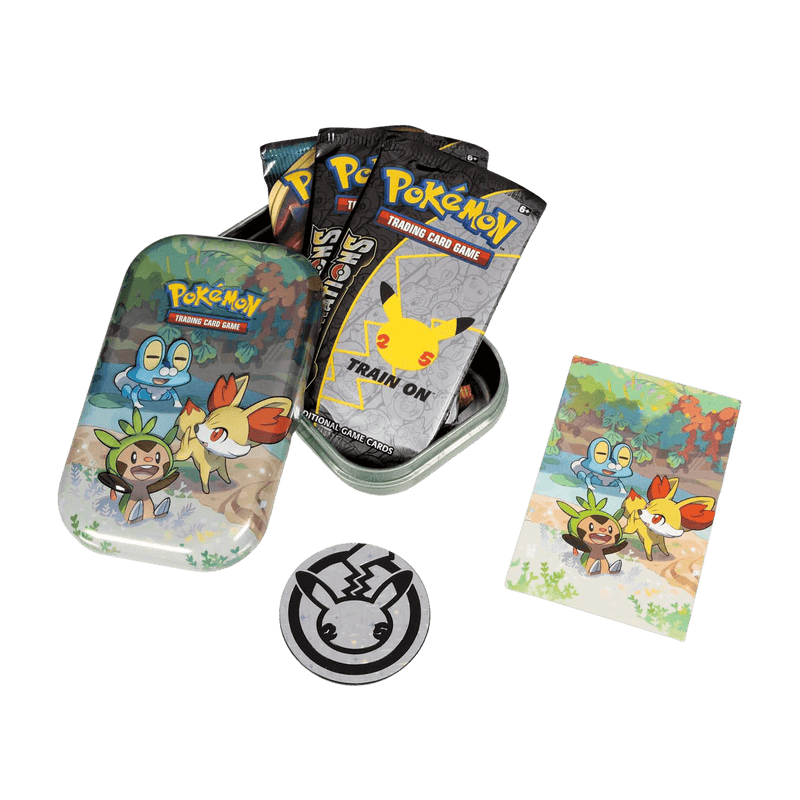 Pokemon TCG: Celebrations Mini Tin - Chespin, Fennekin & Froakie - The Card Vault