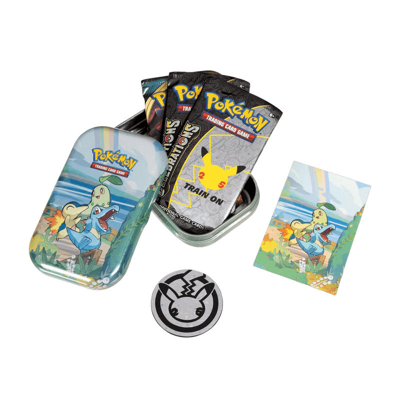 Pokemon TCG: Celebrations Mini Tin - Chikorita, Cyndaquil & Totodile - The Card Vault
