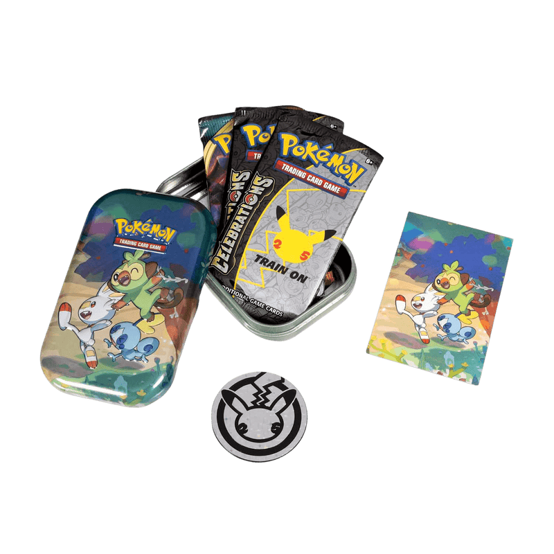 Pokemon TCG: Celebrations Mini Tin - Grookey, Scorbunny & Sobble - The Card Vault