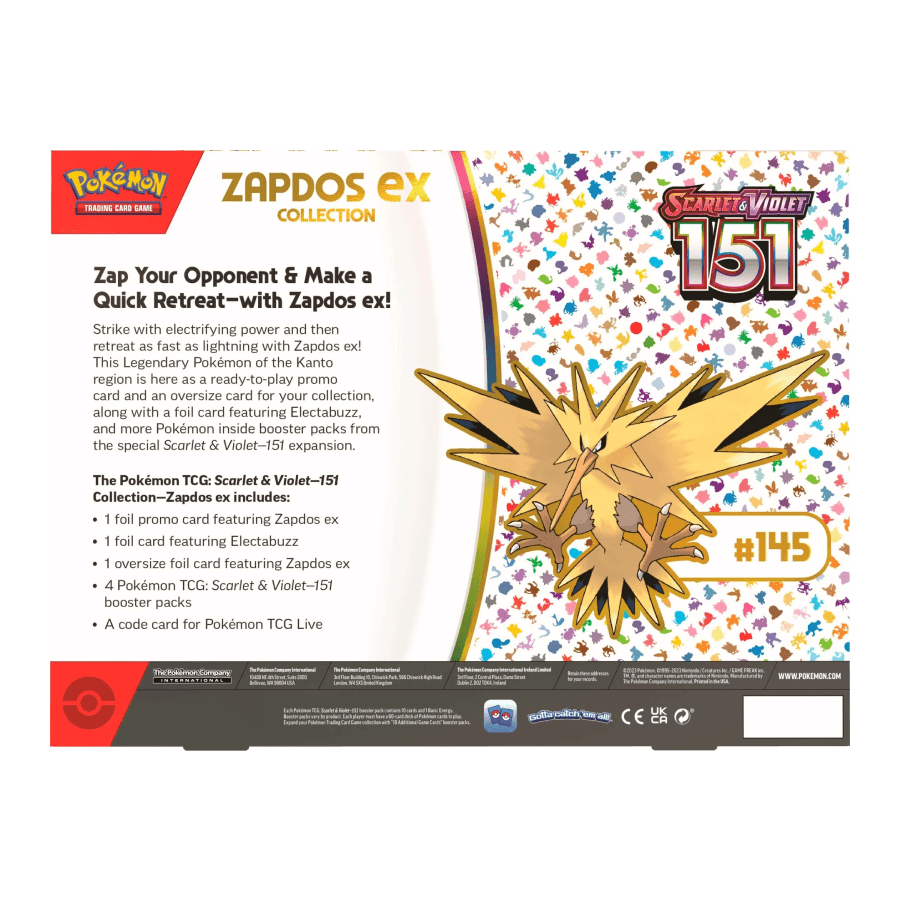 Pokemon TCG - Scarlet & Violet - 151 Zapdos ex Collection Box - The Card Vault