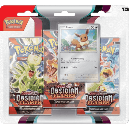 Pokemon TCG - Scarlet & Violet - Obsidian Flames - 3-Pack Blister - Eevee - The Card Vault