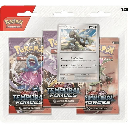 Pokemon TCG - Scarlet & Violet - Temporal Forces - 3-Pack Blister (Cyclizar) - The Card Vault
