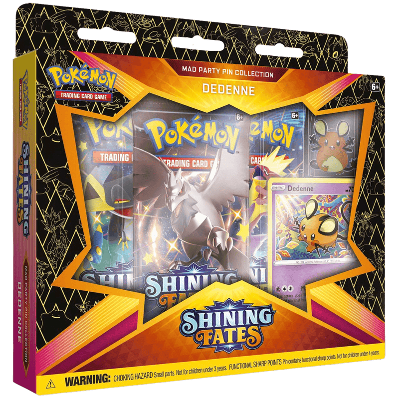 Pokemon TCG: Shining Fates Mad Party Pin Collection Box - Dedenne - The Card Vault