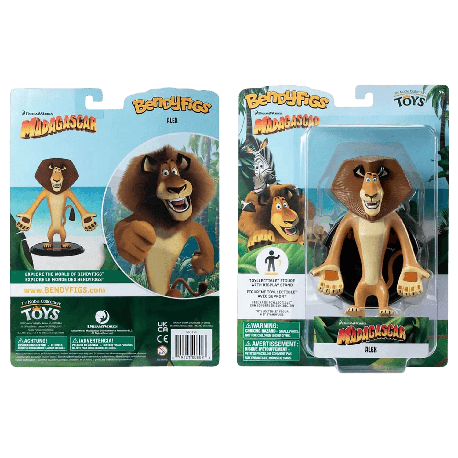 The Noble Collection - Dreamworks - Alex the Lion Bendyfig Action Figure - The Card Vault