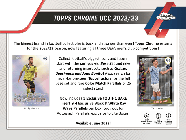 Topps - 2022/23 Chrome UEFA Competitions Football (Soccer) - Hobby Lite Box - The Card Vault