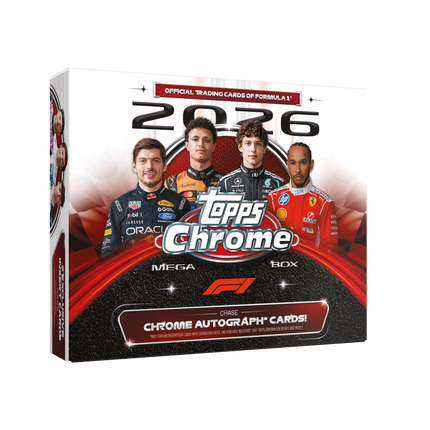 Topps 2026 Chrome Formula 1 Mega Box with 6 packs and 42 cards