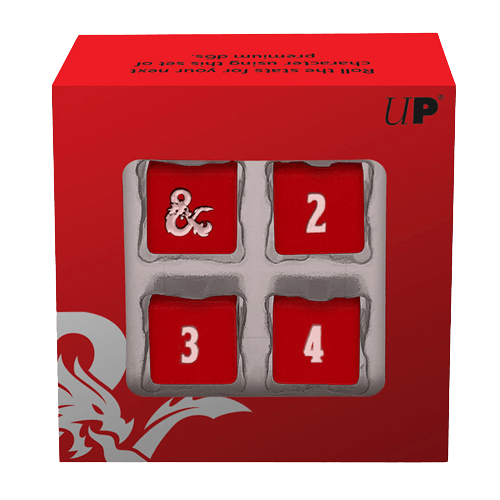 Ultra Pro - Dungeons & Dragons - Heavy Metal D6 Red and White Dice Set - The Card Vault