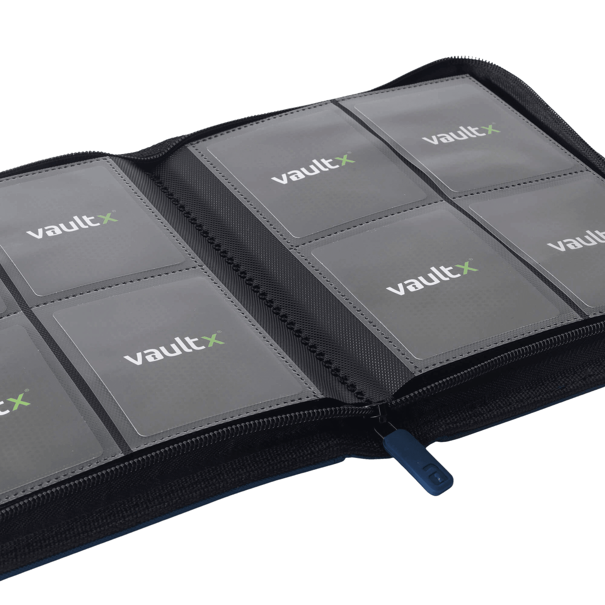 Vault X 4-Pocket Exo-Tec® Zip Binder - Blue - The Card Vault