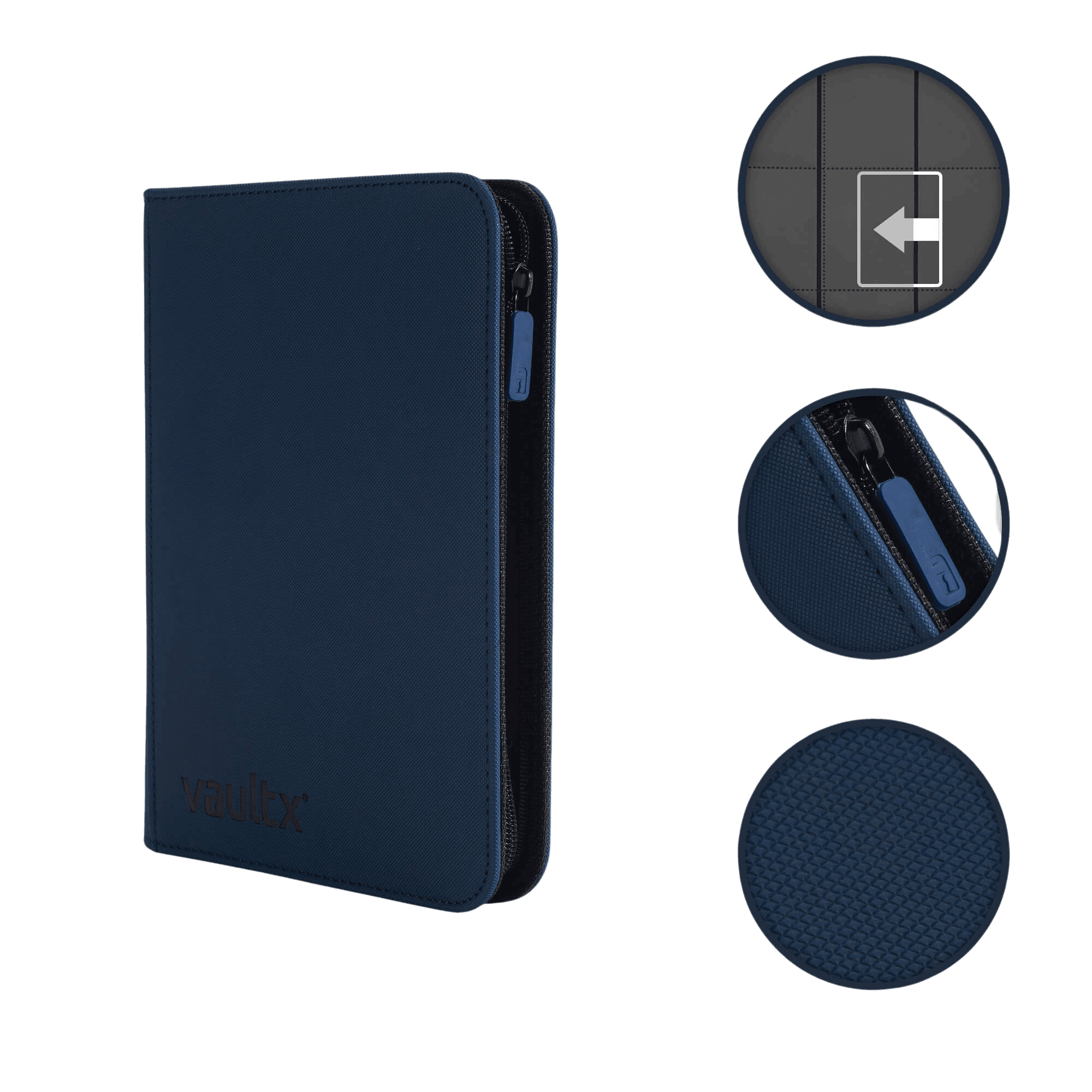 Vault X 4-Pocket Exo-Tec® Zip Binder - Blue - The Card Vault