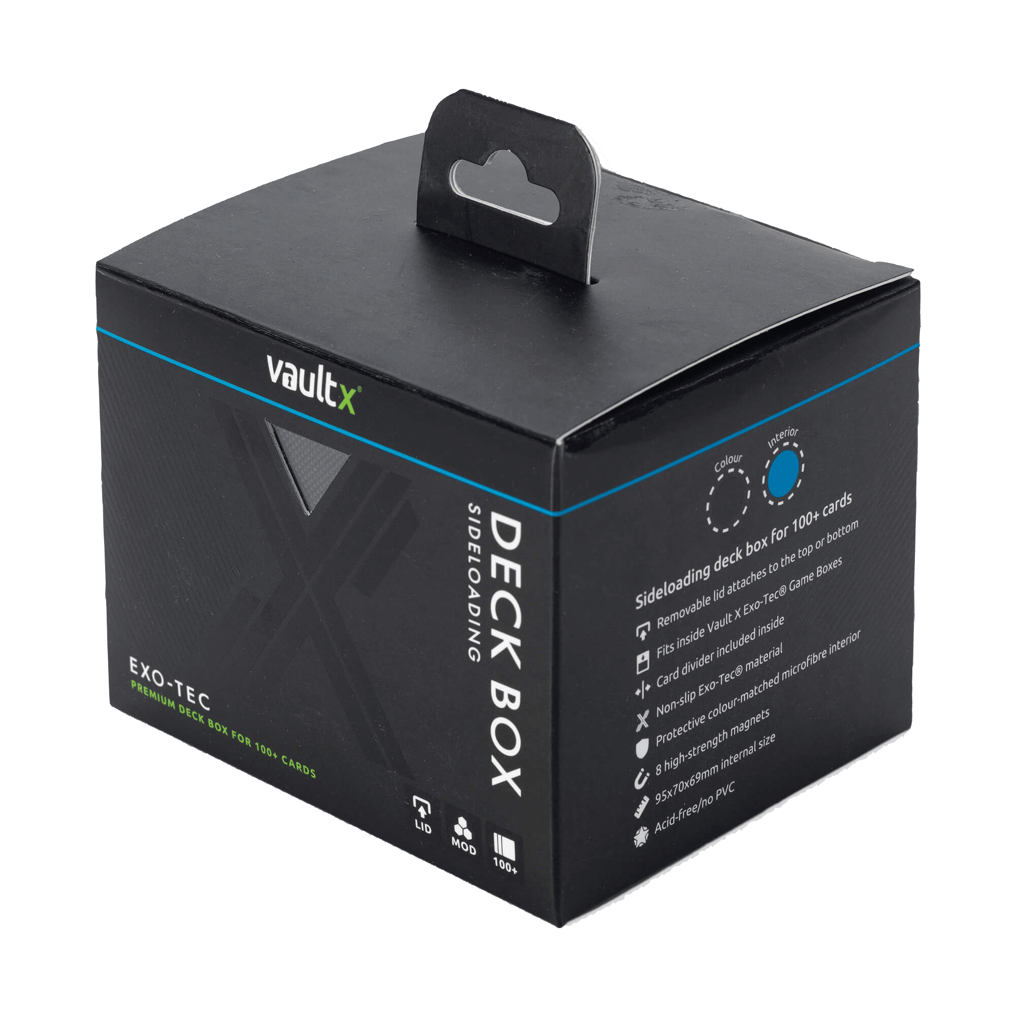 Vault X - Exo-Tec® Sideloading Deck Box 100+ - Black/Electric Blue - The Card Vault