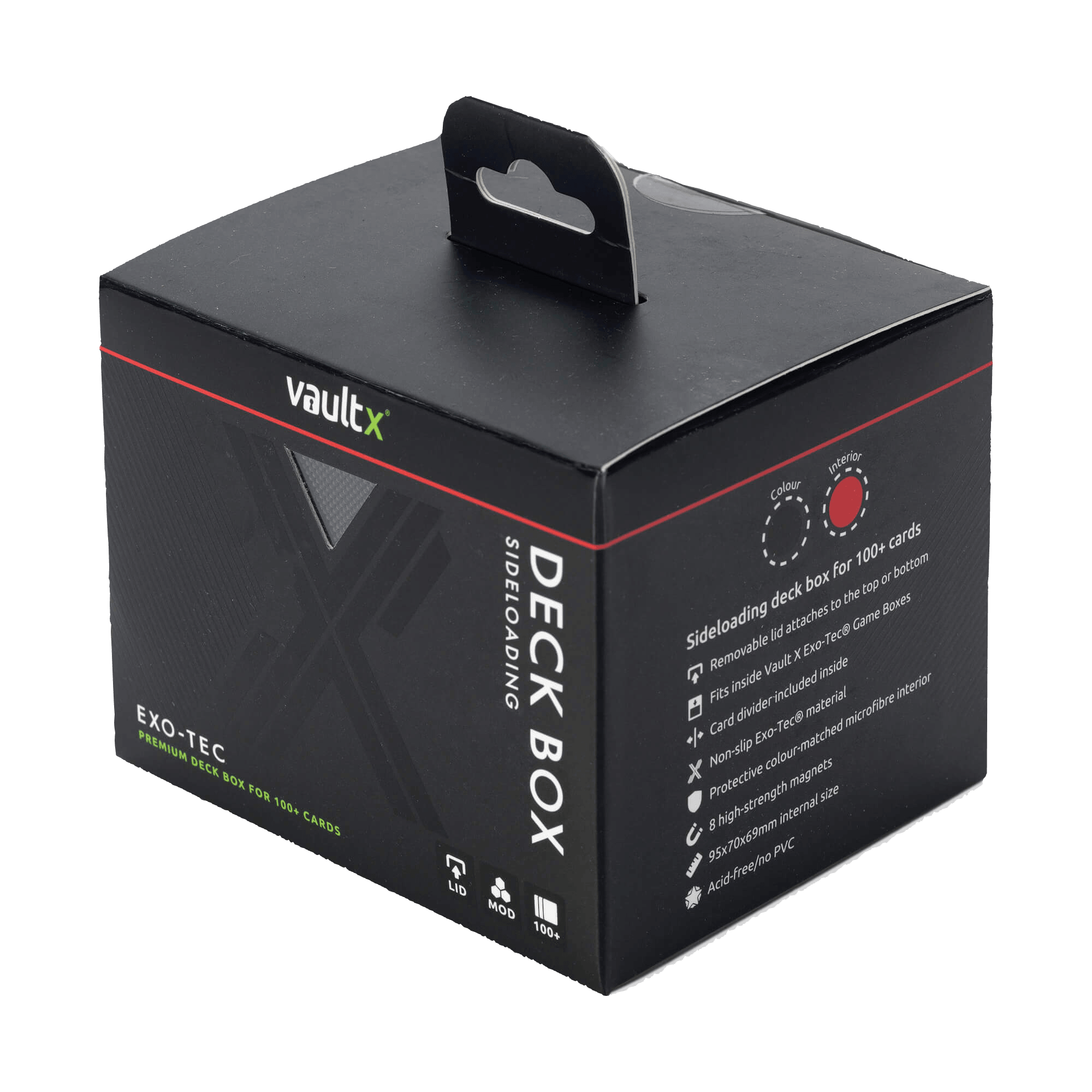 Vault X - Exo-Tec® Sideloading Deck Box 100+ - Black/Electric Red - The Card Vault