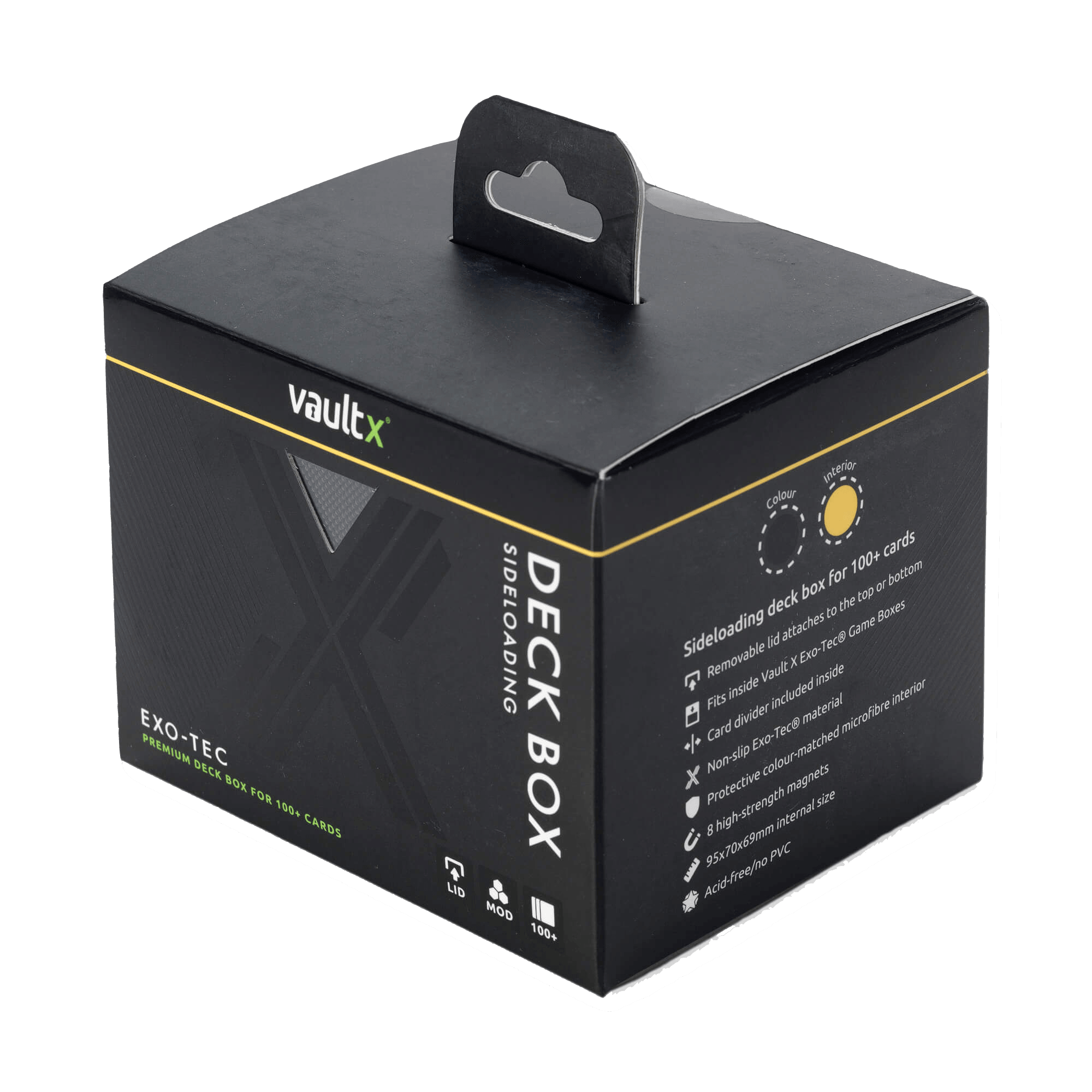 Vault X - Exo-Tec® Sideloading Deck Box 100+ - Black/Electric Yellow - The Card Vault