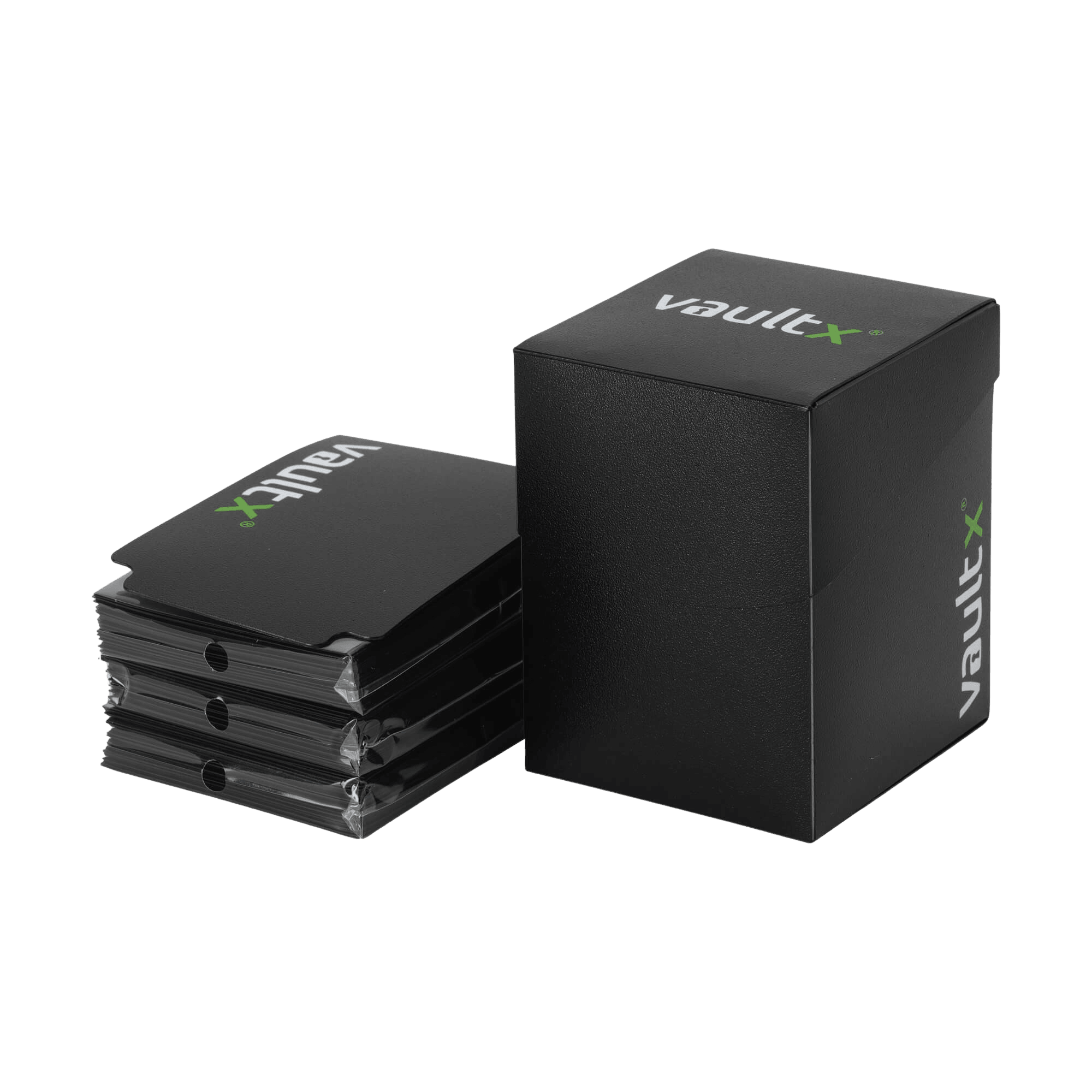 Vault X - Large Deck Box With 150 Sleeves - Black - The Card Vault