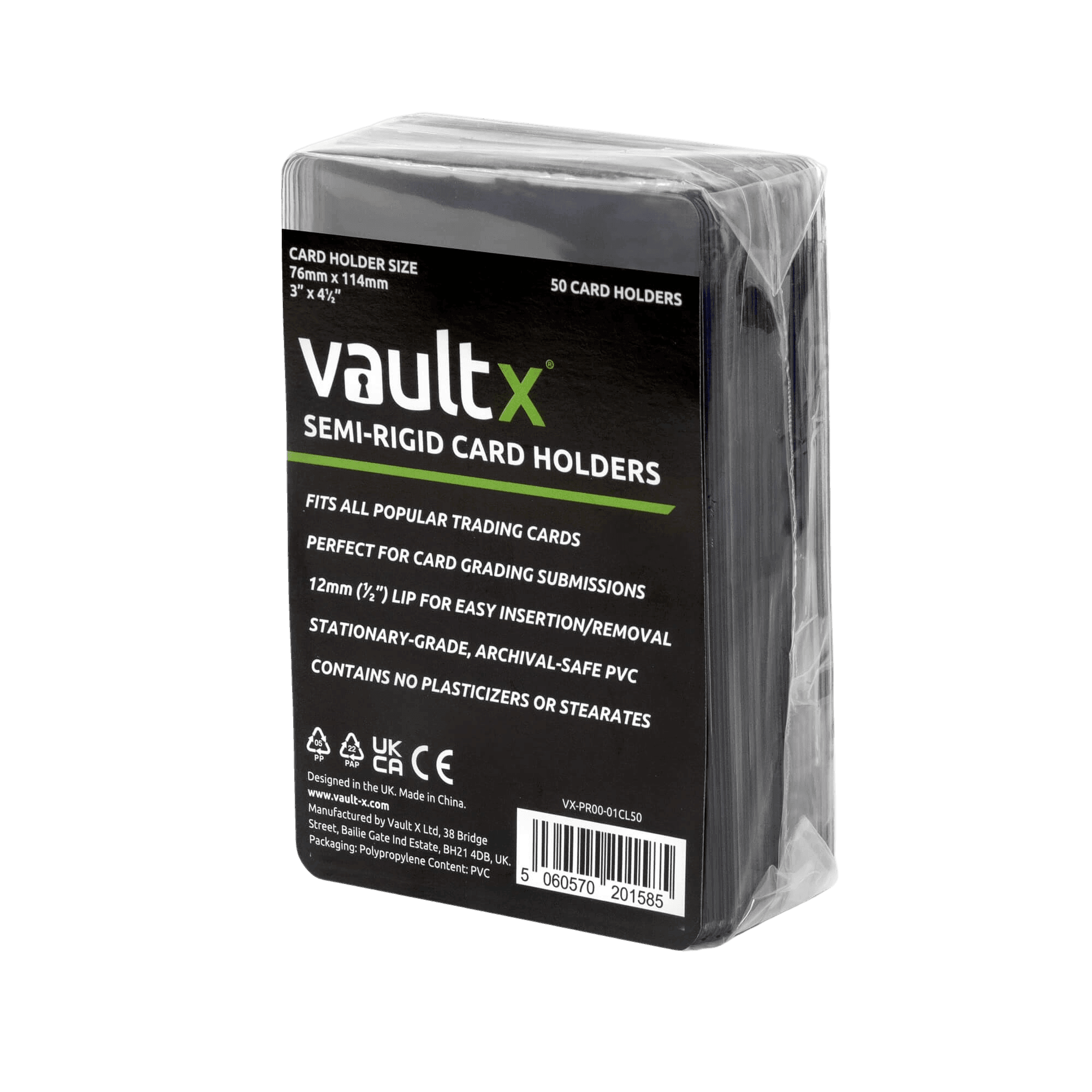 Vault X Slim Semi-Rigid Card Holders (50 Pack) - The Card Vault